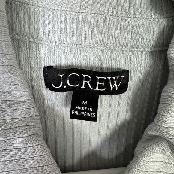 J.Crew Premium Rib Short Sleeve Polo Shirt Womens M Light Blue Collared Stretch - Picture 3 of 7